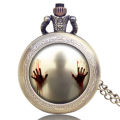 【New Arrivals】Vintage The Walking Dead Design Pocket Watch Quartz Analog Steampunk Necklace Pendant Womens Mens Cool Gifts. 