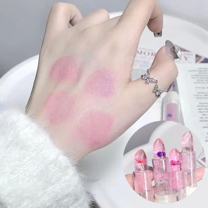 Jelly Flower Lipsticks Transparent Temperature Color Balm Lip Nourish Beauty Changing Moisturizing Lips Anti-drying Care W4U0