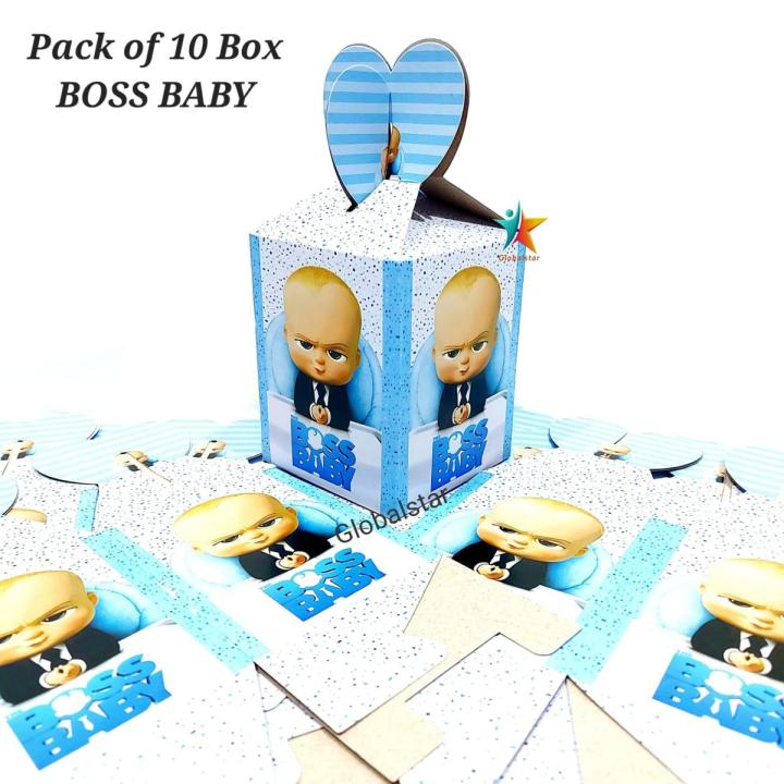 Pack of 10Pcs BOSS BABY Goody Boxes for Kids Birthday Party Celebration Candy Box for Gifts