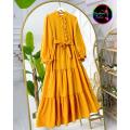 New Casual Frill Style Panel Work Long Frock For Women. 