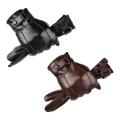Gloves Men Winter PU Leather Gloves Button Warm Mittens Luxurious PU Leather Driving Men's Gloves. 