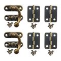 Small Box Hinges Bronze Right Latch Hook Hasp with Hinges and Screws. 
