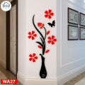 Red and Black Wooden Vase - Premium Quality Home Decoration Piece for Wall and Room Decor. 
