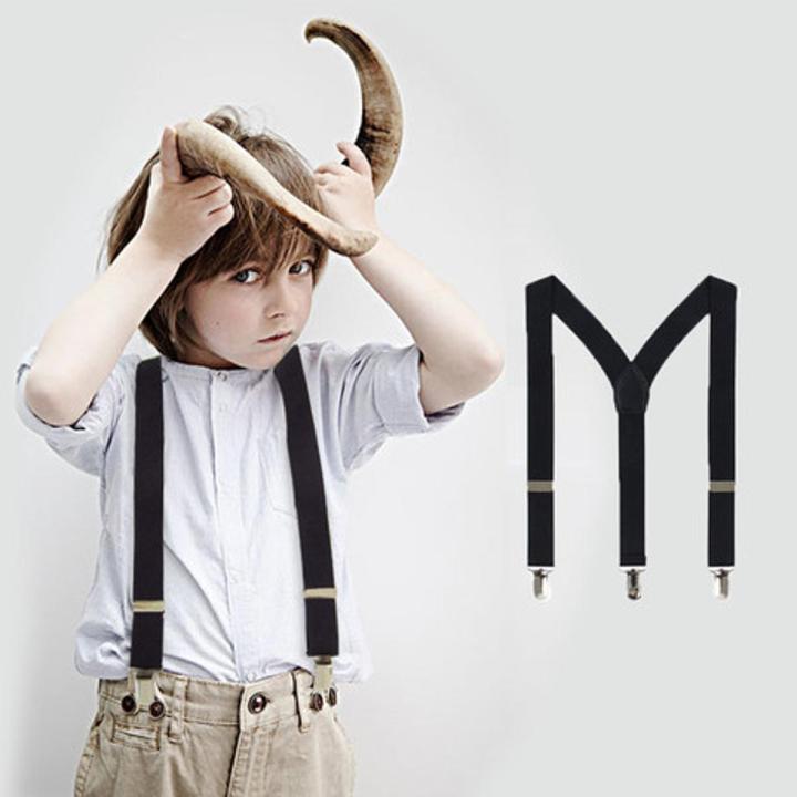 Black Broad Strip high Suspender for Kids