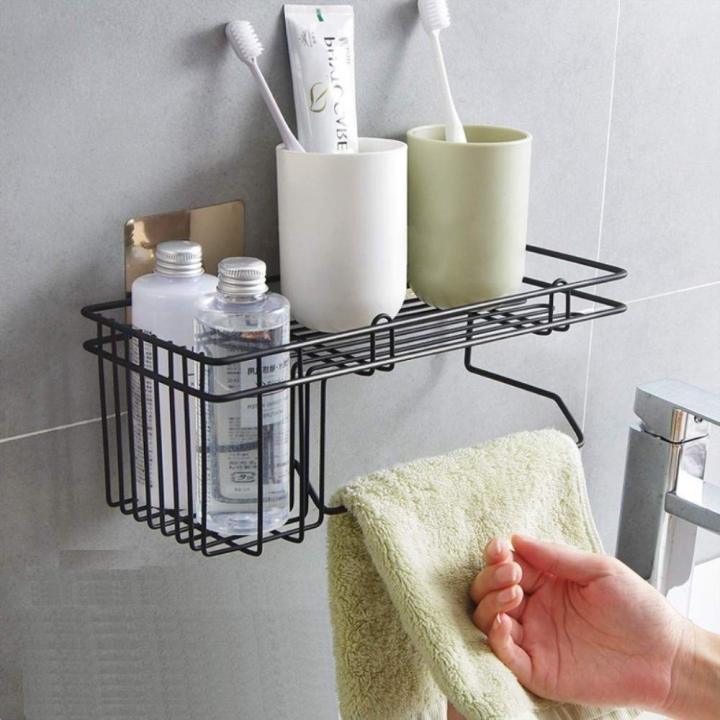Wall Mounted Self Adhesive Shampoo Rack Bathroom Shelf Holder No Drilling Sticky Strong Magic Sticker Shower Caddy Shelves