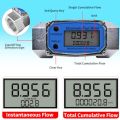 Digital Electronic Flow Meter K25 Turbine Digital Diesel Fuel Oil Flow Meter Gauge For Chemicals Liquid Water Air With Calibration Button in 1.8 inch 46mm. 