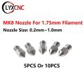 MK8 Extruder Nozzle 0.2mm 0.3mm 0.4mm 0.5mm 0.6mm 0.8mm 1.0mm M6 Threaded for 1.75mm Filament For CR10 CR-10S Ender 3 Ender 5. 