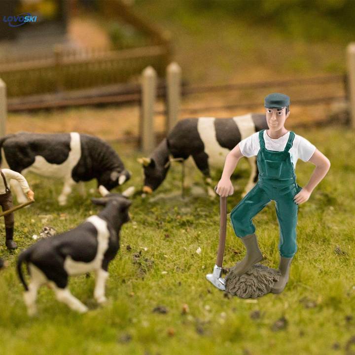 3 x 2-4pack Farmer People Figures Realistic Farm Keeper Figurines for Reward Gift 3 Pcs