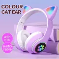 Cat Headphone / P47 Ear Wireless Bluetooth Headphones - Glowing LED Light-Up Foldable Headset for Kids and Adults. 