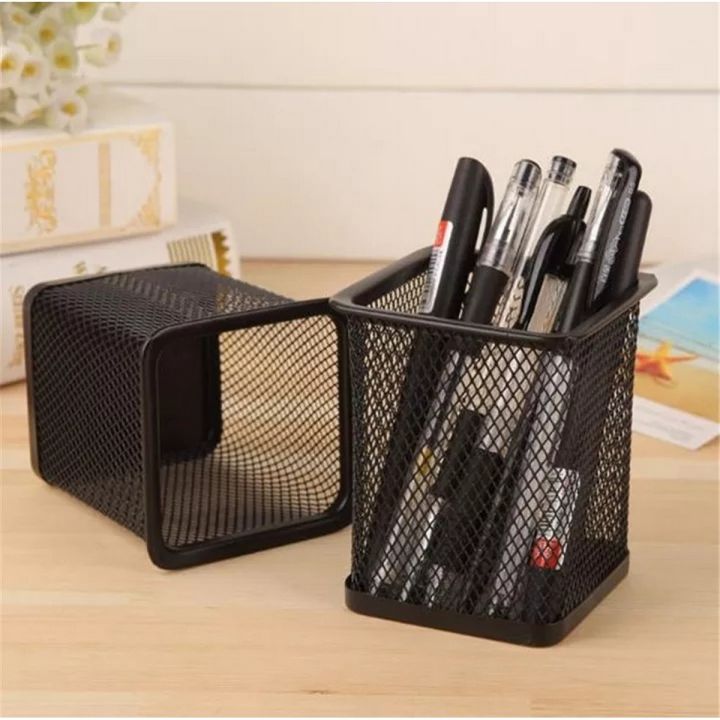 Pack%20of%202%20-%20Pen%20Stand%20and%20Stationery%20Holder%20Metal%20Mesh%20-%20Black%20-%20Image%202