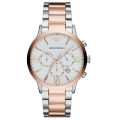 Emporio Armani Giovanni Two-tone Stainless Steel White Dial Chronograph Quartz Watch for Gents - AR11209. 