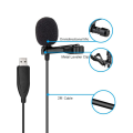 USB Microphone Lavalier Black PC Omnidirectional Condenser Lavalier Clip On Mic For Computer, , Laptop. 