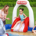 Bestway 53079 Inflatable Lifeguard Slide Tower Play Center For Kids Swim_Pool Will Make Your Backyard The Hangout Spot For The Summer Play Swimming Pool Outdoor, Inflatable Water Island 2.34m X 2.03m X  1.29m. 