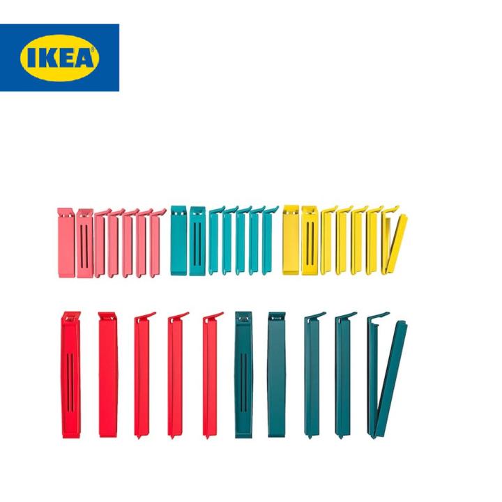 IKEA BEVARA Sealing clip, set of 30, mixed colours. Sizes: 20 pcs 6 cm long and 10 pcs 11 cm long.