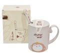 450ml Cartoon Wheat Animal Mug With Lid Spoon Milk Coffee Mug for Tea Milk Travel Cup Large Capacity Kids Cup Nice Gift. 
