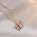 Luxury Female Butterfly Pendant Necklaces Women Jewelry Shiny Colorful Clear Crystal Stainless Steel Crystal Butterfly Necklace Necklace Jewelry For Woman. 