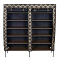 12mm  Strong Metal Pipe Structure Single & Double Row Shoe Rack organizer portable for  15 to 40 pairs with fabric cover. 