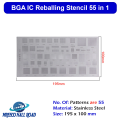 55 Kinds of Universal BGA Reballing Stencils IC Reballing Stencil Direct Heat Template for Mobile Phone Reballing Repair 55 in 1. 