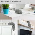 Microfiber Duster Extendable with 2m Extra Long Handle, Hand Duster, Bendable Head and Chenille Head, Washable Feather Dusters for Cleaning Cobwebs Ceilings Fans Cars. 