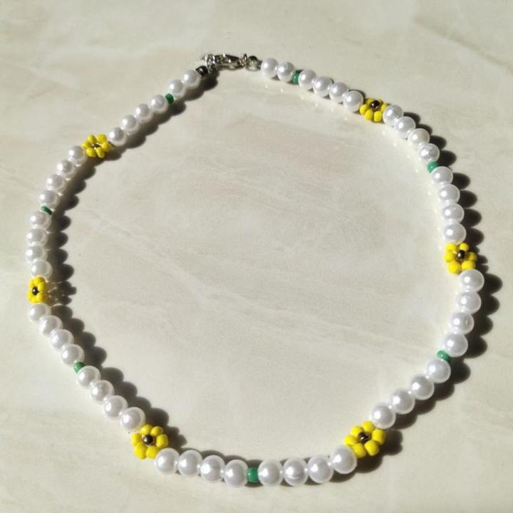 Customizable Pearl Choker - Beaded Choker - Pearl Flower Choker - Pearl Beaded Necklace - Pearl Flower Beaded Choker - Beaded Flower Choker