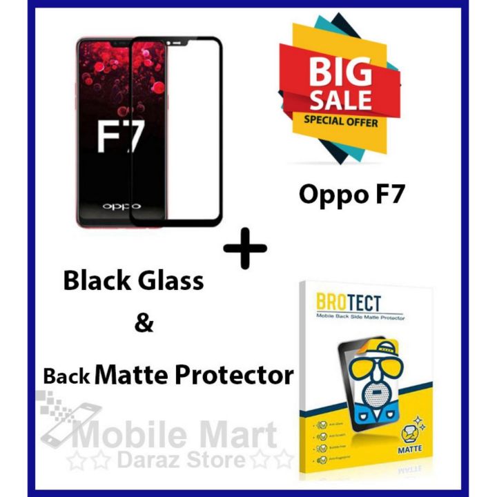Oppo F7 Full Black 9D5D6D10D11D21D Tempered Glass Screen Protector Full Glue Edge To Edge + Back Matte Protector Soft Skin Sheet Soft Film Protection For Oppo F7