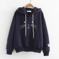Pretty kitty printed hoodies for women. 