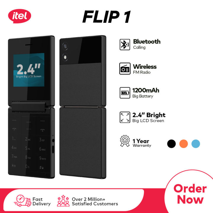 itel Flip 1 Feature Phone | 2.4″ Bright Big Screen | 2,000mAh Big Battery | 2,000 Contacts Memory | Bluetooth Calling | Opera Mini Browser | PTA Approved & 12 Month's Official Warranty