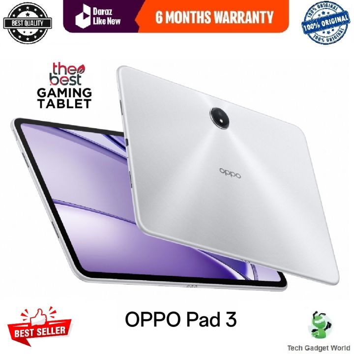 Oppo Pad 3 – High-Performance Gaming Tablet | 11.61" Display | 256GB Storage | 8GB RAM | MediaTek Dimensity 8350 | Android 15 | 8MP Rear & Front Cameras | 9250mAh Battery - Daraz Like New Tablets