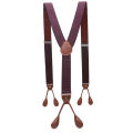 Unisex Vintage Suspenders Men Braces Adjustable 6 Button Suspender Elastic Y-Shape Strap Pants Trousers Brown Leather PU. 