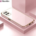 Jizetin (Free Lanyard) for OPPO A54 / A54 2021 Back Cover Luxury 6D Plating Case Side Pattern Soft Silicone Square Mobile Phone Cases. 