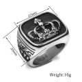 Man Jewelry Stainless Steel Vintage King Crown Ring Signet Bands For Men, Punk Vintage Style. 