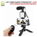 6 in 1 Video Making Vlogging Kit Tripod For Smartphone & Camera Vlog Kit - Mini LED Video Light, Extendable Phone Clip, Tripod with Adjustable Brightness, for Live Stream Vlog Video Shooting Video Conference Selfie. 