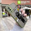 JIUMOO For OPPO A55 4G Case Fashion Tide Brand Clear Daisy Pattern Thin Side Square Edge Frosted Transparent Hard Phone Cases New Design Shockproof Silicone Casing Full Cover Camera Protection Softcase. 