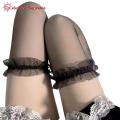 Black Thigh-high Stockings Mesh Stockings for Daily Lolita Jk Skirts Ultra-thin Skin-friendly Thigh-high Socks in Black White Summer Elastic Stockings for Women Over-the-knee Socks. 