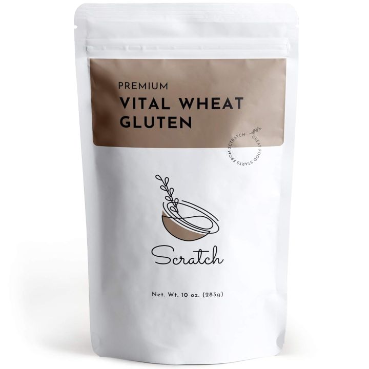 Scratch Premium Vital Wheat Gluten - Seitan Flour, High Protein, Low Carb, Vegan, Non GMO Gluten Powder - Wheat Gluten Flour Enhancer 10 Ounce (Pack of 1)