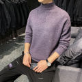 Mock Neck Sweater Men's Korean Style2023New Thickened Knitting Men's Winter Trendy Warm Top Sweater Trendy. 