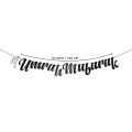 Umrah Mubarak Garland Cursive Style Banners For Decoration Laser Cut Card for Room, Decorate your Home Banner Available in Gold, Silver, Red & Black. 