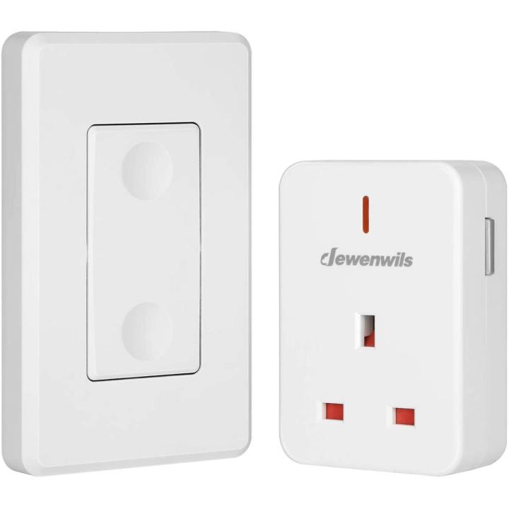 DEWENWILS Remote Control Plug Socket, 13A/3120W Heavy Duty Wireless Light Switch, 30m/100ft Long Range, Programmable, CE and RoHS Listed, 1 Pack Sockets and 1 Remote