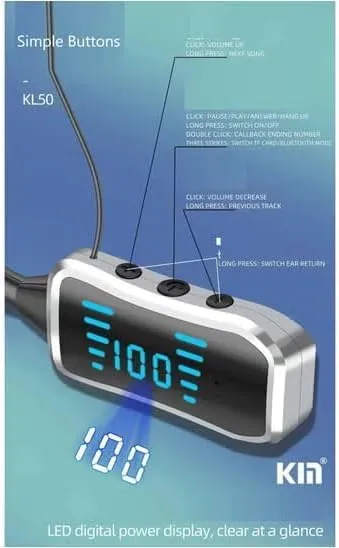Kin KL50 Bluetooth Neckband Earphones, 48 Hours Playtime, LED Display ...