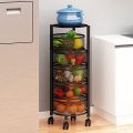 Dream Enterprises Multi Layer Round Rotating Fruits & Vegetables Storage Shelves Basket Rolling Rack with Breakable Wheels for Kitchen Bathroom Office. 