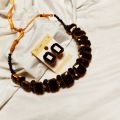 Premium Quality Black Stones Choker Necklace With Earrings. 
