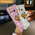 chenyyka For Infinix Smart 4 Smart 4C X653 Case Cartoon Cute Spoof Bear Plating Side Edge Square Phone Cases Pattern Casing Full Lens Back Cover Camera Protect Shockproof Softcase. 