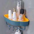 Adjustable 4 Hooks Corner Shower Caddy, Multifunction Basket Shelf for Hanging Sponge and Razor, Shampoo Holder Organizer, No Drilling Adhesive Wall Mounted Bathroom Shelf,Rustproof. 