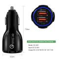USB Car Charger Quick Charge 3.0 QC3.0 QC2.0 3A 5V Type C Fast Car USB Charger For Tablet Phone（black). 