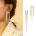 Vintage Long Thread Tassel Drop Earrings for Women Korean Fashion Jewelry Hanging Pendant. 