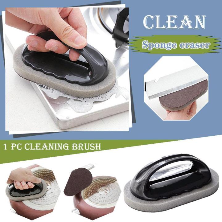 Magic Emery Sponge Brush Wipe Eraser Cleaner Kitchen Tools Decontamination Bath Rust Strong With Handle Cleaning Black Brow G9V1