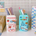 summerflowers Kawaii Organizer Refrigerator Pen Holder Student Cute Large-capacity Desktop Organizer Storage Creative Tube Sweet Pencil Case. 