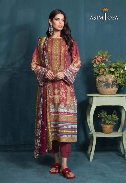 Asim Jofa Stitched 3 Piece Suit For Women and Girls -Collection: Gul Rung Pret Collection -Designcode: AJGR-19-XS