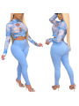 2020 Women's Floral Print 2 Piece Set, Long Sleeve Standup Collar Crop Top Skinny Long Pants Sports Sweat. 