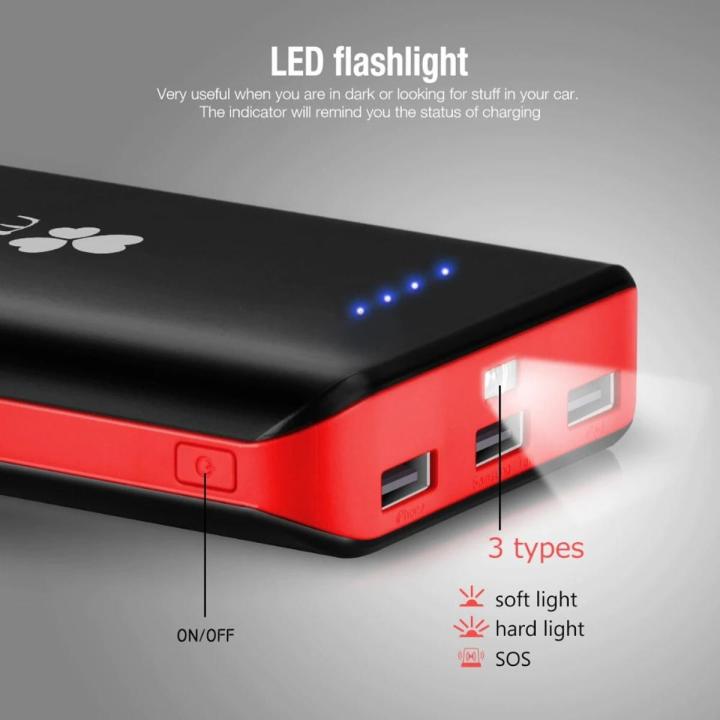 EC Technology Power Bank 22400mah High Capacity 3 USB Port Power Bank Fast Charging Universal External Battery Charger